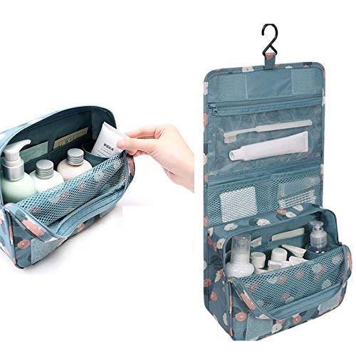 GCBTECH Set de 7 Organizadores de viajes cubo de viaje Bolsas de compresión de equipaje, Viajar Bolsas de aseo, bolsa de cosmético del maquillaje portable - Flores azules
