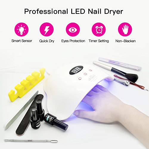 Kit de esmalte de uñas en gel Ab con secador de uñas UV/LED de 36 W, esmalte en gel de 8 colores con base y capa superior, kit de manicura en gel, herramientas para uñas