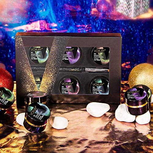 VOXURY Super Cat Eye Gel Set de esmaltes de uñas - Gel magnético Camaleón Soak Off UV LED con barra magnética Gel de pintura 6PCS Kit de esmalte de gel para ojos de gato 5ml