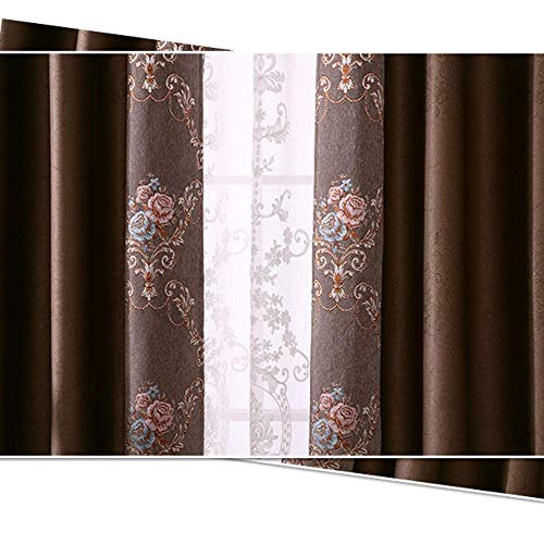 -Curtain Curtains Solid Color Linen Embossed Shading Chanel Embroidery Stitching Living Room Bedroom Balcony Punch@A_350 × 270cm (W × H) × 2 (B 400×270cm(W×H)×2)