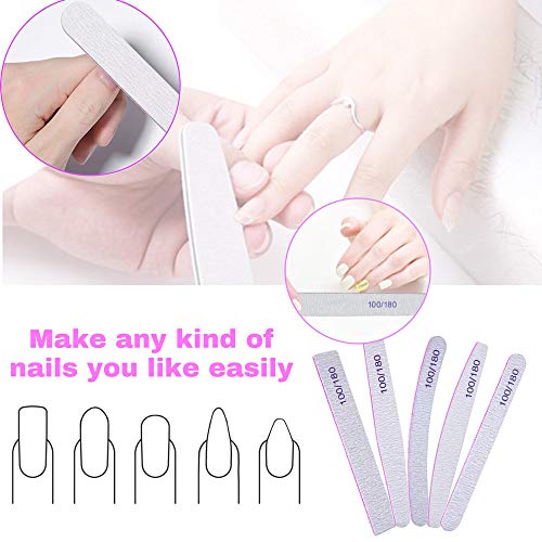 10 Pcs Lima de Uñas Profesional para,100/180, limas para uñasde doble cara, para Uñas de Arte Uña Manicura Partíucla Gruesa Fina de Mascotas Para Uso Doméstico y Salón