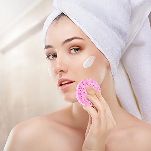 10 Piezas de Esponjas Faciales, Esponja de Celulosa Desmaquillantes Reutilizables, Esponja de Belleza Para Limpieza Facial, Masaje, Desmaquillante, Exfoliante (5 Colores) (Redondo)