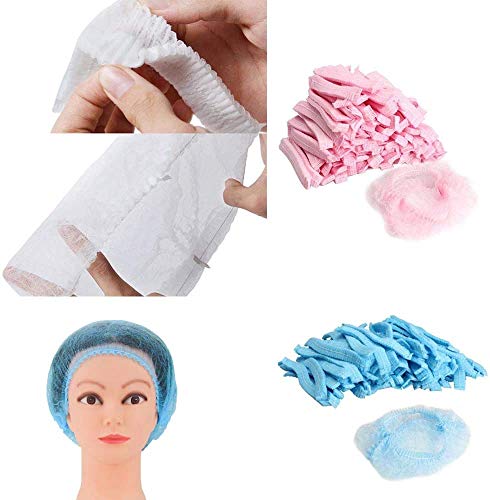 100 gorros de ducha desechables no tejidos, elásticos, antipolvo, para médicos, laboratorios, enfermeras, tatuajes, servicio de comida, hospital