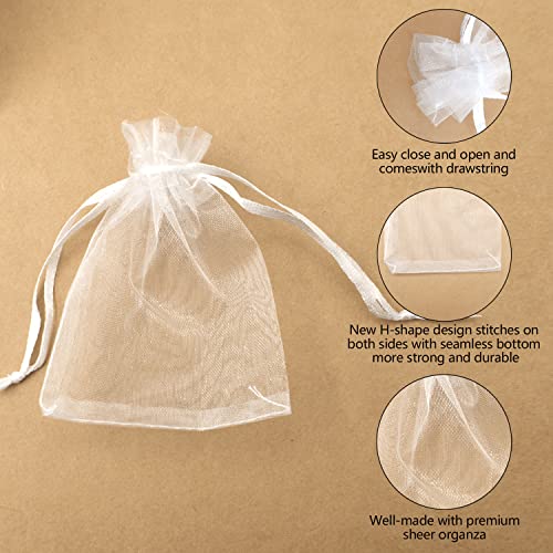 100 Piezas Bolsas de Organza de Regalo, Bolsitas de Tela para Regalo, Bolsa de Dulces, Bolsa de Organza con Cordón para Regalo Joyas Caramelo RecuerdoFavores de Fiesta de Boda (10X15cm)