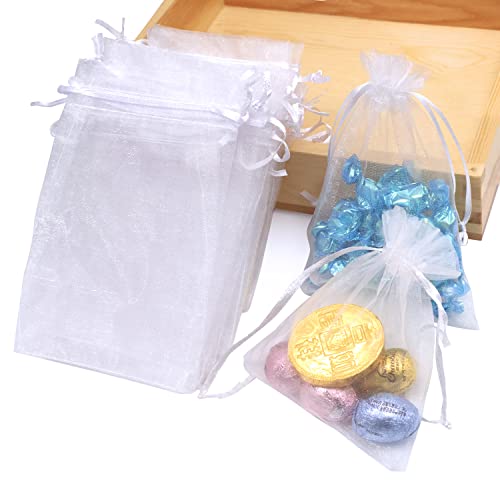 100 Piezas Bolsas de Organza de Regalo, Bolsitas de Tela para Regalo, Bolsa de Dulces, Bolsa de Organza con Cordón para Regalo Joyas Caramelo RecuerdoFavores de Fiesta de Boda (10X15cm)