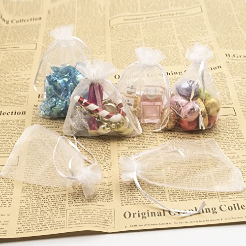 100 Piezas Bolsas de Organza de Regalo, Bolsitas de Tela para Regalo, Bolsa de Dulces, Bolsa de Organza con Cordón para Regalo Joyas Caramelo RecuerdoFavores de Fiesta de Boda (10X15cm)