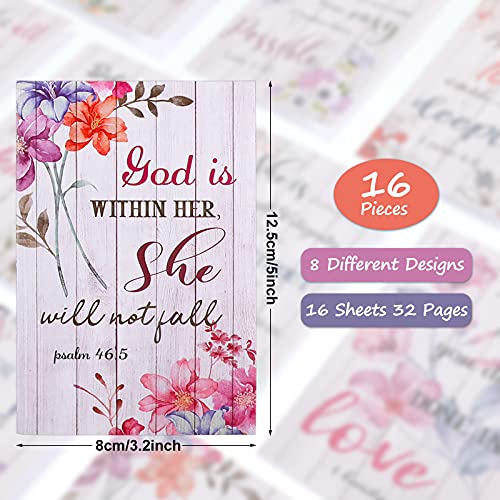 16 Diarios de Fe de Oración Diaria Flor para Mujer Cuaderno de Versículo Bíblico Cristiano Patrón Floral Rústico Bloc de Notas de Bolsillo con Cita Inspiradora de Biblia, 4,9 x 3,1 Pulgadas