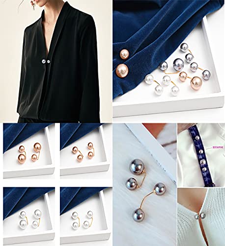 16 piezas de broche de perlas de imitación, broche de chal de suéter, imperdible, accesorio de broche de perlas retro, juego de broches de dama (4 estilos)