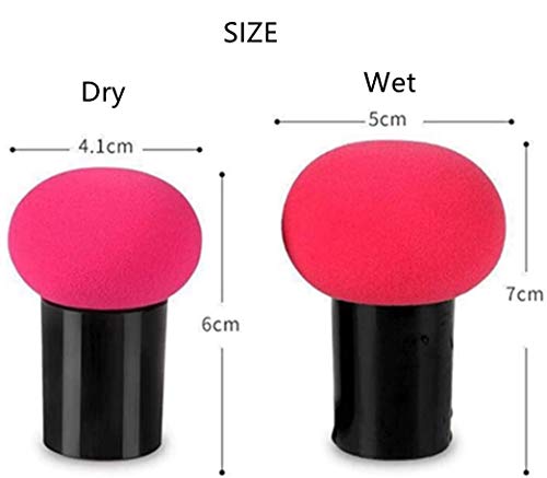 2 brochas de maquillaje con mango de cabeza de hongo, esponjas faciales para base de maquillaje, esponja de maquillaje con tapa, color aleatorio (forma de tome)