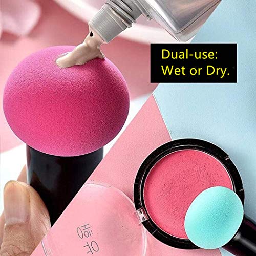 2 brochas de maquillaje con mango de cabeza de hongo, esponjas faciales para base de maquillaje, esponja de maquillaje con tapa, color aleatorio (forma de tome)