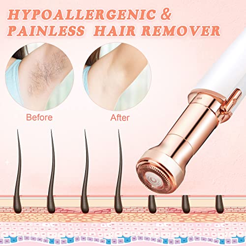 2 en 1 Depiladora facial Binecer Depiladora Cejas Mujer Depiladora Facial Mujer Electrica Depiladora Cejas Electrica sin Dolor Eyebrow Trimmer con Luz LED Recortador de cejas portátil