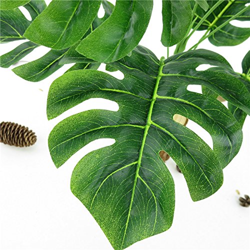 2 paquetes de plantas artificiales al aire libre - Fake Plastic Greenery Tropical arbustos hojas de palma para interior exterior Casa House Garden Office decoración de la fiesta de bodas