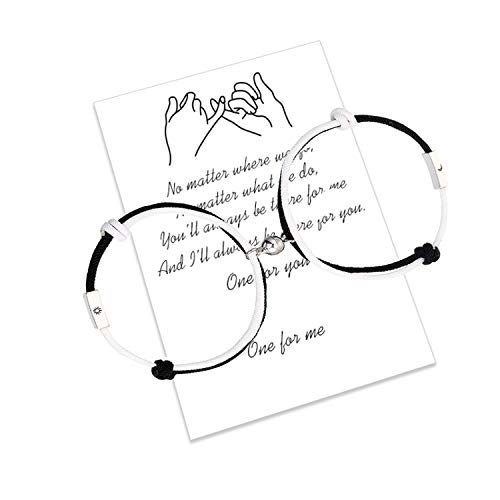 2 uds.Pulseras magnéticas de atracción mutua para parejas, pulseras a juego trenzadas con cuerda hecha a mano, regalo para novia (Sun-moon black and white bracelet)