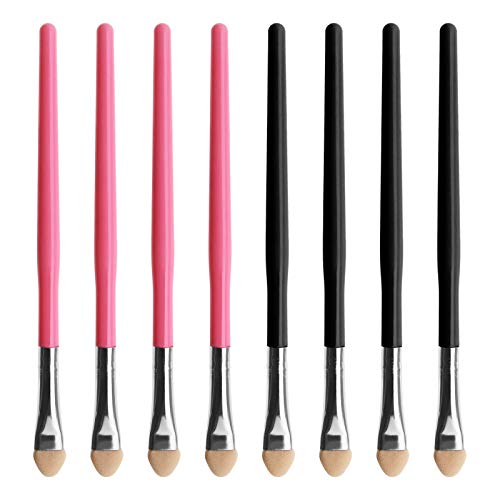 20pcs esponja doble lado sombra de ojos cepillos delgado mango largo mango aplicadores herramienta de maquillaje para mujeres señora - negro rosa