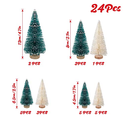 24 Piezas Mini Árbol de Navidad，DecoracióN NavideñA，Abeto Artificial áRbol de Nieve，Escritorio Navidad Árbol de para DecoracióN Del Hogar Pino Sisal Fiesta De Navidad Regalos para NiñOs Micro Paisaje