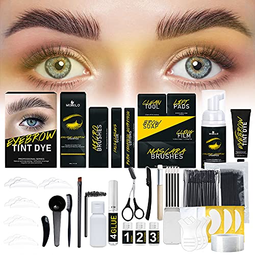 3 in 1 Kit de Permanente de Pestañas,ZOLGINAH DIY Lash Lift,Brow Lamination Kit y Kit de Tinte de pestañas con Accesorios,Jabón para Peinar las Cejas,Kit de Elevación de Pestañas para Salón,Castaño