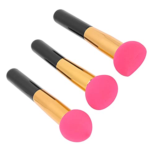 3 piezas de esponja elástica suave para maquillaje, brocha para cosméticos de belleza, brocha para maquillaje, licuadora con mango, esponja para maquillaje en forma de hongo para base de crema (01)