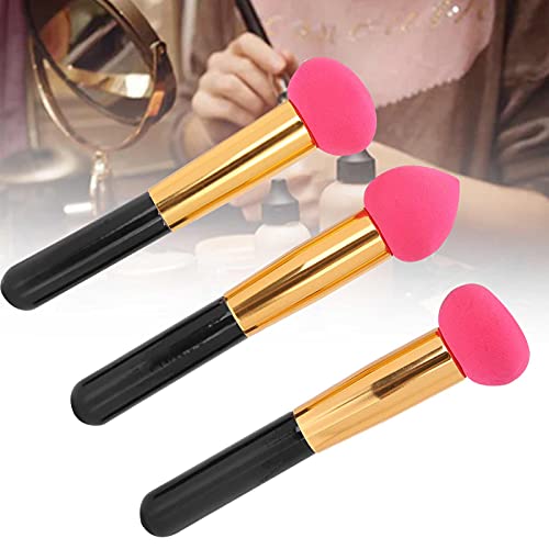 3 piezas de esponja elástica suave para maquillaje, brocha para cosméticos de belleza, brocha para maquillaje, licuadora con mango, esponja para maquillaje en forma de hongo para base de crema (01)