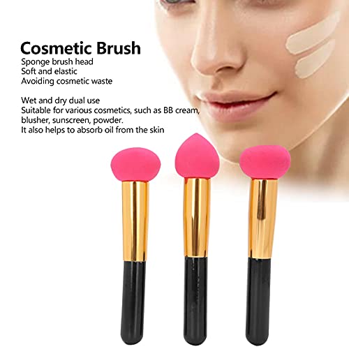 3 piezas de esponja elástica suave para maquillaje, brocha para cosméticos de belleza, brocha para maquillaje, licuadora con mango, esponja para maquillaje en forma de hongo para base de crema (01)