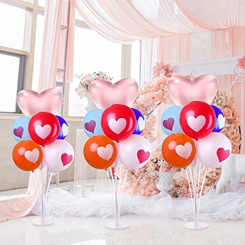 3 Sets Soporte de Globo Transparente Árbol de Globos Kit Soporte Escritorio Mesa Decoración con 21 Globo Palos 21 Copas 3 Base para Decoraciones Fiestas Cumpleaños Bodas