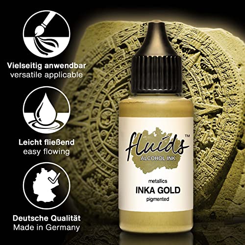 30ml Fluids Alcohol Ink Inka Gold, Tinta al alcohol para Fluid Art y Resin Art, oro metálico