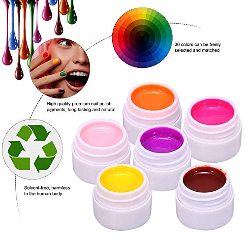 36 Colores Esmaltes Semipermanentes de Uñas, Esmaltes Semipermanentes, Gel Uñas Juego de Pigmentos para Uñas, Poli Gel UV Esmalte Pegamento sólido para Manicura