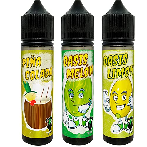 3X50ML KIT E-Liquid OASIS PIÑA COLADA,LIMON,MELON de ElecVap - Sin Nicotina -50ml formato TPD -botes de 60ml - 0MG Nicotina - E-Liquido para Cigarrillos Electronicos - E Liquidos para Vaper