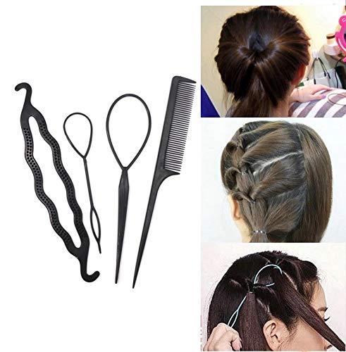 4 pcs Accesorios de Peinado para Mujer Kit para Trenzas Trenzado Moño Coleta Recogido para Novia Fiesta