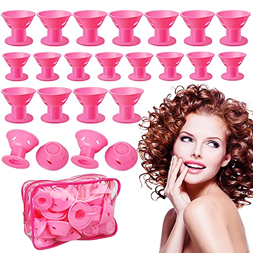 40 Unids Pelo Silicona Rodillo de Rosa Soft Rulos para el Pelo de Silicona Sin calor clip Cuidado Herramientas bricolaje gratuitas para el cabello largo (20 grandes y 20 pequeños)