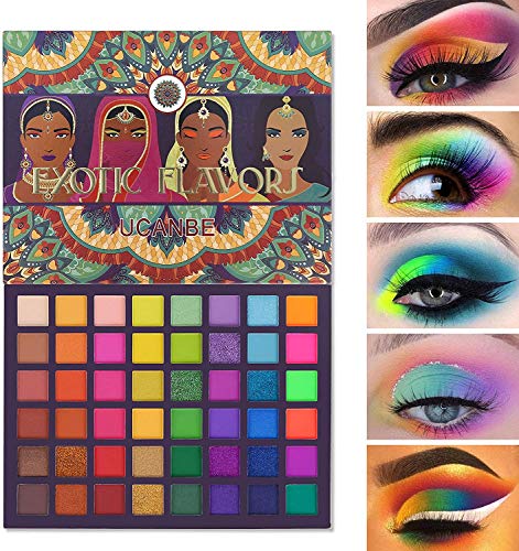 48 colores Exotic Flavors Paleta de sombras de ojos Lujosa mezcla de purpurina Brillo Sombra de ojos mate Fácil de colorear Maquillaje metálico ahumado Nacarado Multi-Color Sombra de ojos en polvo