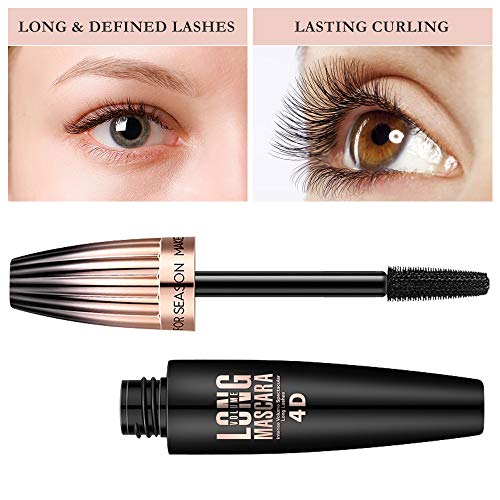 4D Lash Mascara Waterproof, Luxuriously Longer, Thicker, Voluminous Eyelashes, Long-Lasting, Dramatic Extension