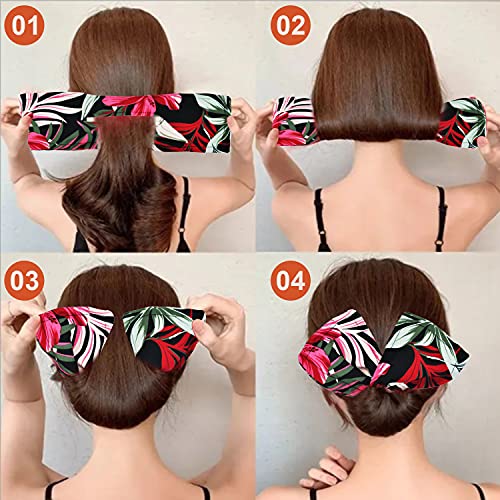 4Pcs Diademas Cintas para Hacer Moños Clip Mágico de Tela Accesorio para Hacer Moños Pinza Mágica de Tela Hair Bun Maker Bandas para el Cabello Accesorios de Cabello para Moños