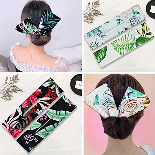 4Pcs Diademas Cintas para Hacer Moños Clip Mágico de Tela Accesorio para Hacer Moños Pinza Mágica de Tela Hair Bun Maker Bandas para el Cabello Accesorios de Cabello para Moños