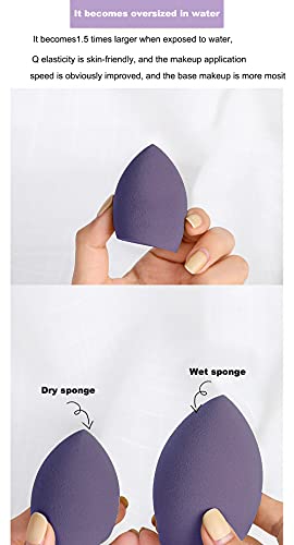 4pcs Esponja Maquillaje, Esponja suave para base líquida, cremas y polvos, huevo de maquillaje seco y húmedo sin látex (Serie púrpura)