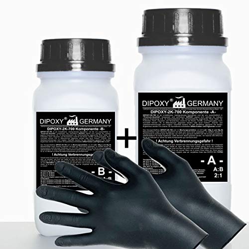 6 kg Resina epoxi 2C + guantes, dos componentes Madera Cristal Transparente para laminar Resina de epoxy para mesa suelo Terra Acuario Formas Diseño UV Estable adhesivo