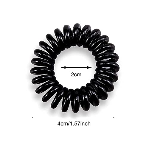 8 Piezas Gomas del pelo Elásticas, Cintas para el cabello en espiral cable de teléfono, bandas para el pelo, resistentes al agua, Soporte para coletas para mujeres y niñas,Negro y Transparente,4 color