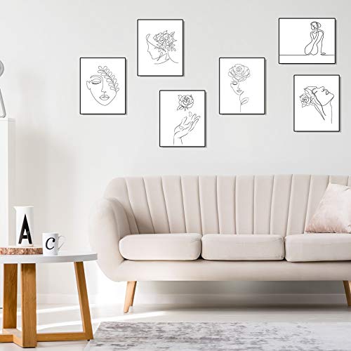 9 Pinturas de Arte de Pared Minimalistas Decoración Pared de Línea Mínima de Mujer sin Marco Póster Estético de Mujer Abstracta de 20 x 25 cm Impresión de Arte de Línea Moderna Femenina