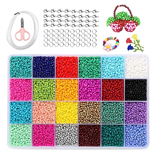 Abalorios para Hacer Collares, Abalorios para Hacer Pulseras, 24 Colores Vidrio de 2Mm Perlas de Potro Hechas A Mano para Joyas Collares Pulseras Pendiente BisuteríA Regalo DIY 24000Pcs