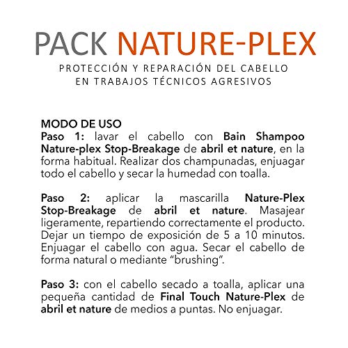 abril et nature - Pack Regalo Tratamiento Profesional NATURE-PLEX Cabello dañado - Incluye Mascarilla Pelo, Aceite Pelo y Champú de Peluquería - Ácido hialurónico y células madre