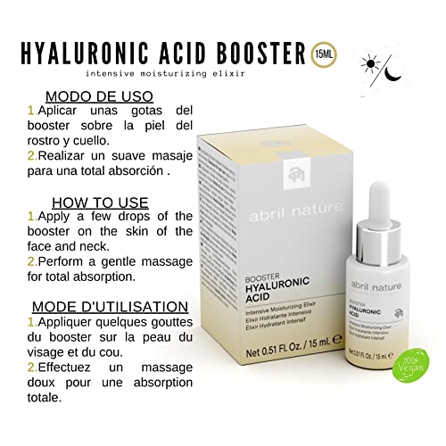 abril et nature Skin Hyaluronic Acid Booster 15ml. Sérum Booster Vegano 100% Natural. Hidratante Intensivo. Con Extracto de Micro-Algas Marinas. Anti-arrugas. Regenerador del Colágeno y de Elastina.