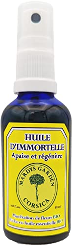 Aceite de Helichrysum Italicum (Immortelle, Helicriso, Siempreviva Amarilla) 50ml. Macerado de flores, aceite corporal natural de Córcega listo para usar rico en aceite esencial orgánico