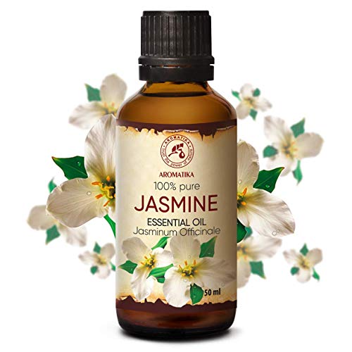 Aceite Esencial de Jazmín - 50ml - Jasminum Officinale - Aceites Esenciales para Difusor - Lámpara Aromática - Buen Sueño - Calmante - Relajación - Cuidado Piel - Aceite Sensual