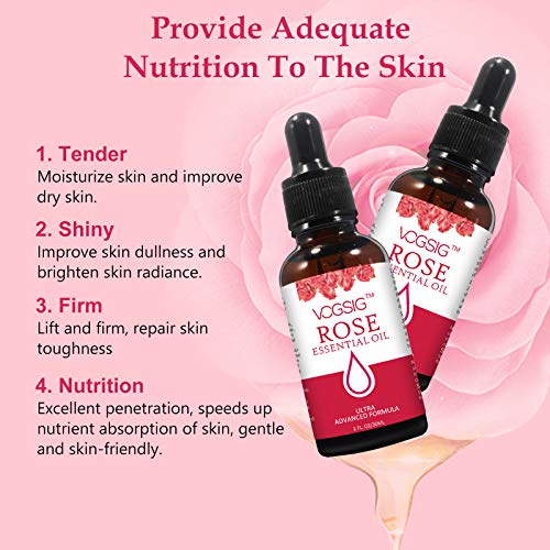 Aceite Esencial de Rosa Protección de Piel, Aceite de Rosa natural, Aclara las Arrugas Antienvejecimiento, Perfecto Para Aromaterapia, Masaje Corporal, Relajación - 30ml