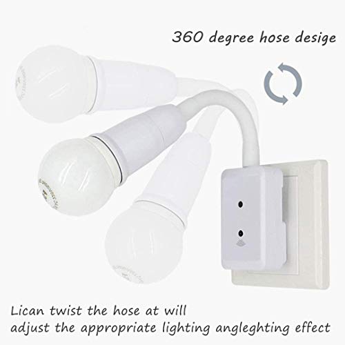 Adaptador Lámpara de Pared Enchufable Flexible LED Control Remoto Inteligente Extensión De Cuello De Ganso Enchufe de la UE Luz E27 Adaptador de Casquillo (Blanco)