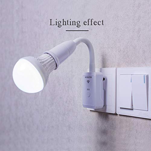 Adaptador Lámpara de Pared Enchufable Flexible LED Control Remoto Inteligente Extensión De Cuello De Ganso Enchufe de la UE Luz E27 Adaptador de Casquillo (Blanco)