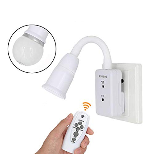 Adaptador Lámpara de Pared Enchufable Flexible LED Control Remoto Inteligente Extensión De Cuello De Ganso Enchufe de la UE Luz E27 Adaptador de Casquillo (Blanco)