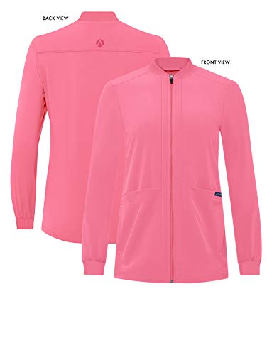 Adar Adición Fregar por Mujeres - Cremallera Bombardero Fregar Chaqueta - A6200 - Rosa Azalea - S