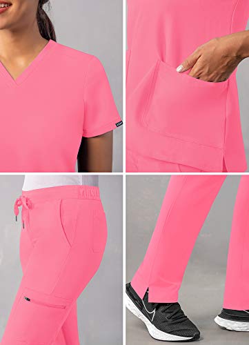 Adar Uniforme médico para Mujer Casaca Cuello en V Pantalones médicos Skinny - A9200 - Azalea Pink - XS