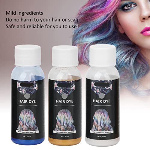 Aerosol Desechable del Tinte del Pelo, Spray Temporal del Color del Pelo 3pcs para la Reunión de los Amigos(azul + amarillo + blanco)