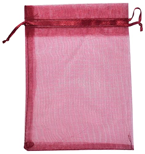 AERZETIX - C53881 - Juego de 10 bolsitas para joyas/bolsas en organza transparente de regalo/joyería 120x170mm - cierre con cordón de sujeción - color burdeos